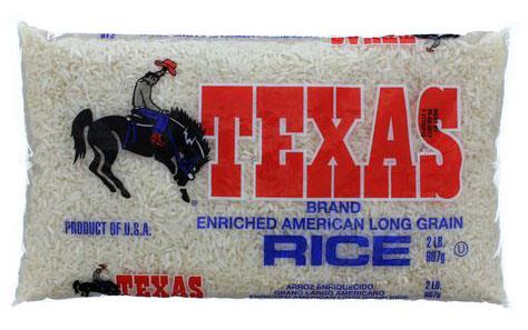 Bag of Texas brand enriched American long grain rice