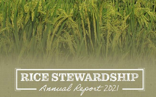 2021 Rice-Stewardship-Annual-Rpt-Cover, text in green rice field