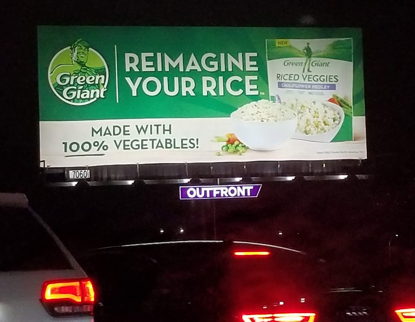 Green Giant billboard with the message "Reimagine Your Rice"