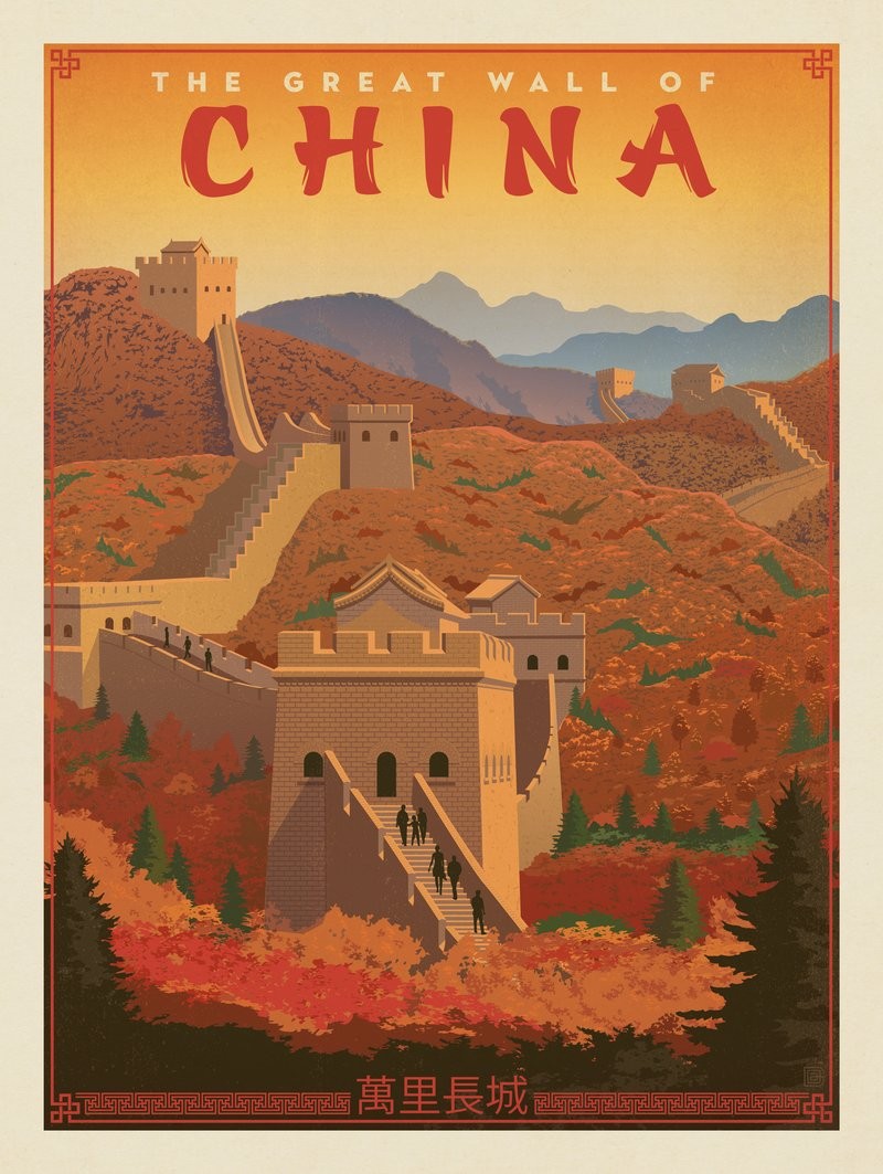 Great Wall of China travel poster