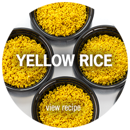 Yellow Rice Close up view of Yellow Rice in black bowls